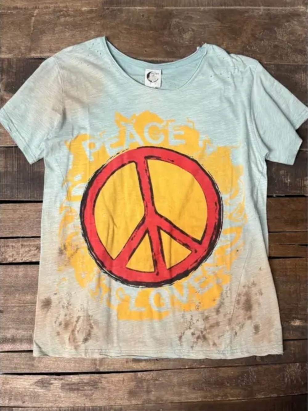 Jaded Gypsy Peace Graphic Tee Green S/M